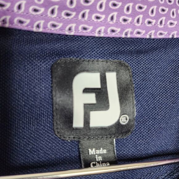 FootJoy Navy With Purple Golf Polo Size XL BearTrap Dunes Embroidery - Picture 3 of 9